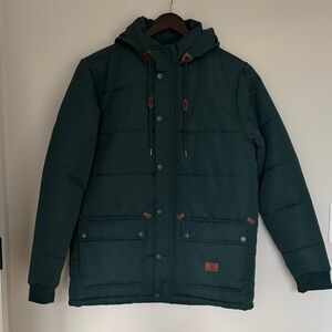 NWT DC Men's Dark Green Hooded Puffer Jacket